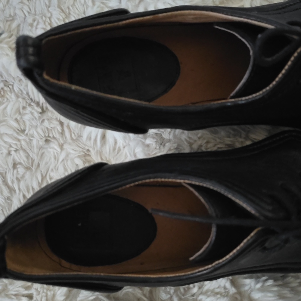 Frye Ava Oxford Heels Lace-up Leather Booties Boot Black Size 10 - Picture 11 of 11